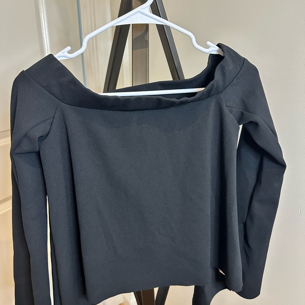 Zara Black Long Sleeve Off-Shoulder Top